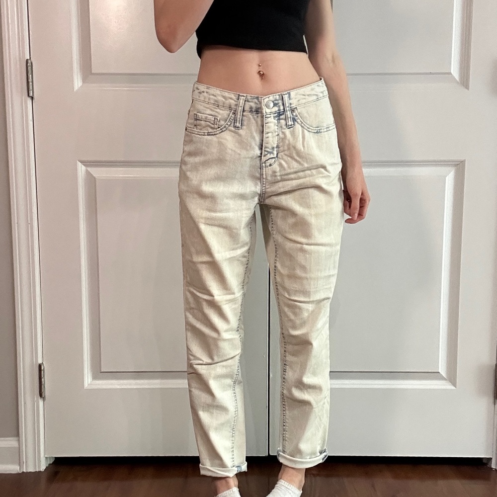 Wild Fable Faded-Wash Stripe Mom Jeans